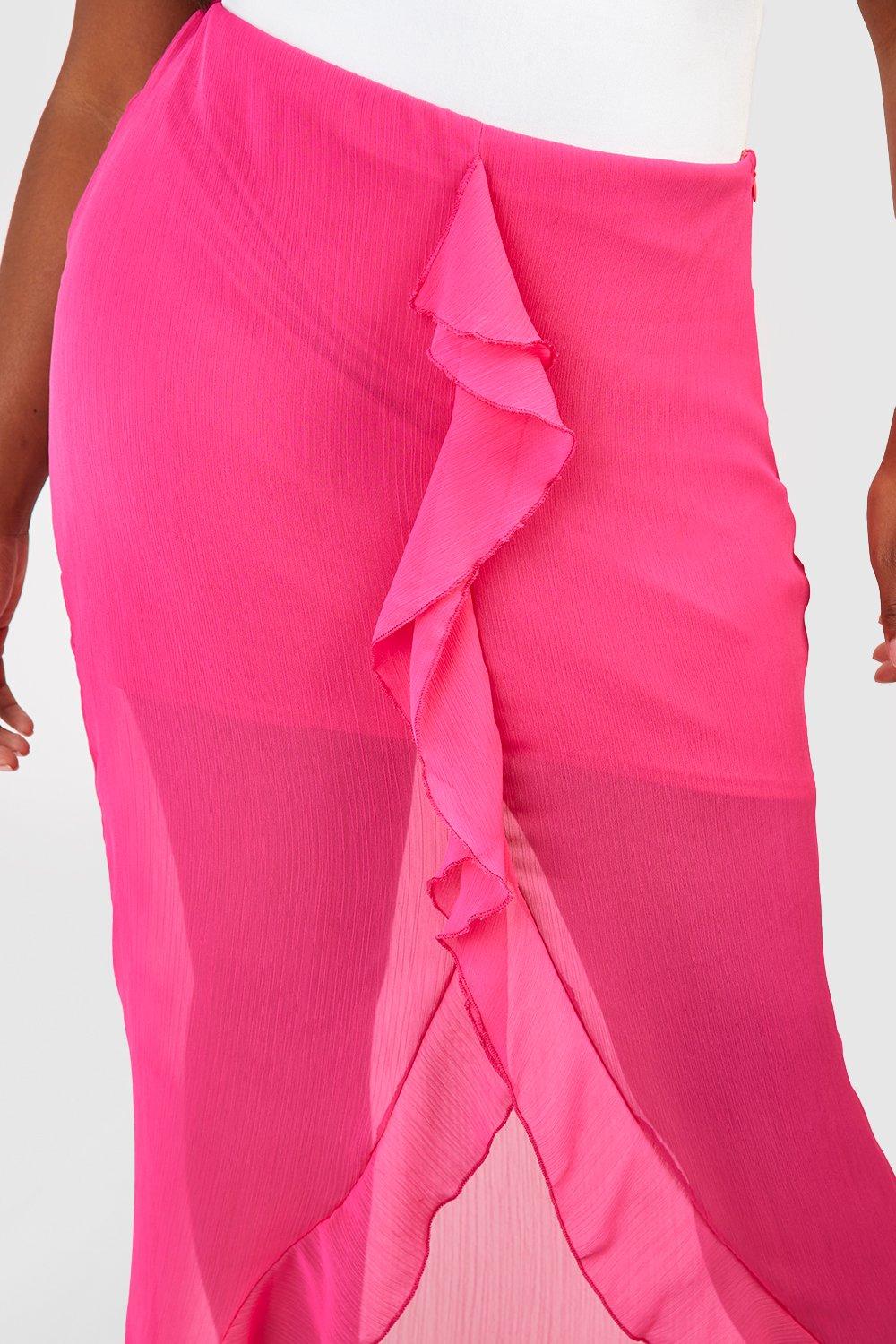 Hot pink 2024 long ruffle skirt